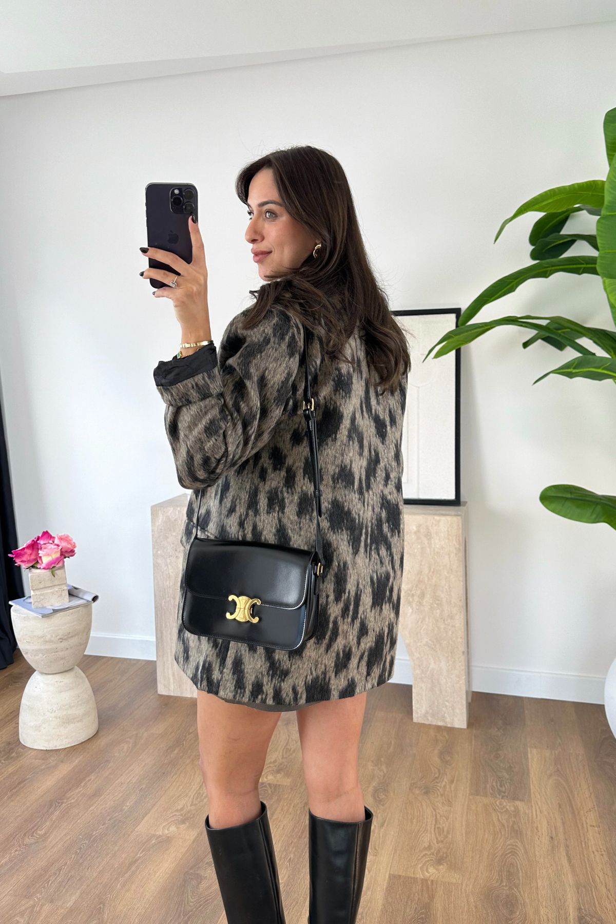 Venso Kahve Siyah Leopar Desenli Blazer Venso Kahve Siyah Leopar Desenli Blazer