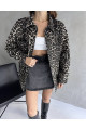 Leopar Desenli Çift Cep Oversize Denim Gömlek Ceket Leopar Desenli Çift Cep Oversize Denim Gömlek Ceket