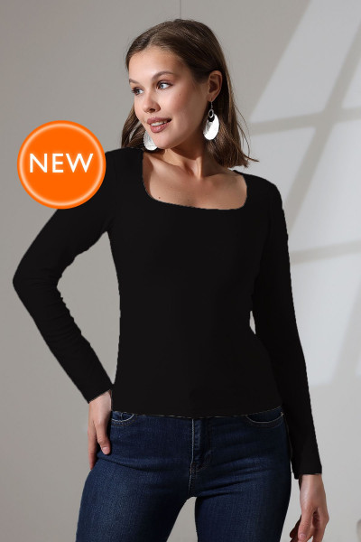 Panj Kadın Siyah Soft Touch Kare Yaka Ön Çift Kat Tulum Esnek Basic Uzun Kol Bluz & Penye & Body Panj Kadın Siyah Soft Touch Kare Yaka Ön Çift Kat Tulum Esnek Basic Uzun Kol Bluz & Penye & Body