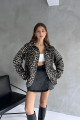 Siyah-Kahve Leopar Desen Çift Cep Oversize Denim Gömlek Ceket BCDF-245417 Siyah-Kahve Leopar Desen Çift Cep Oversize Denim Gömlek Ceket BCDF-245417