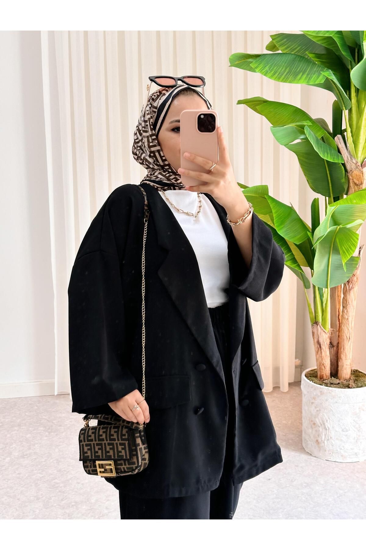 Owersize Ceket Takım Siyah Owersize Ceket Takım Siyah