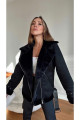 Kadın Siyah Peluş Kürk Detaylı Kaliteli Mont Kadın Siyah Peluş Kürk Detaylı Kaliteli Mont