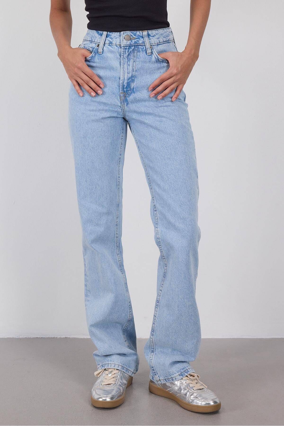 Yüksek Bel Straight Jean Pantolon PN5469-PNC Yüksek Bel Straight Jean Pantolon PN5469-PNC