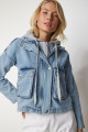 Sweatshirt Detaylı Kapüşonlu Denim Ceket AÇIK MAVİ LRV0082 Sweatshirt Detaylı Kapüşonlu Denim Ceket AÇIK MAVİ LRV0082