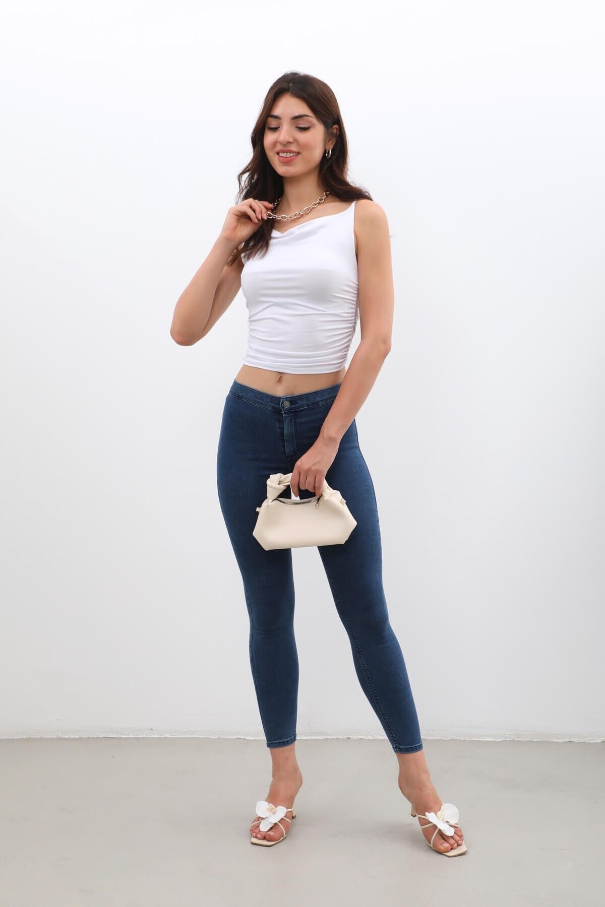 Kadın Skinny Fit Likralı Tayt Jean Pantolon Mavi Kadın Skinny Fit Likralı Tayt Jean Pantolon Mavi
