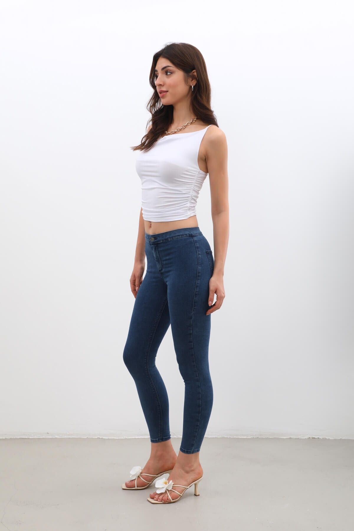 Kadın Skinny Fit Likralı Tayt Jean Pantolon Mavi Kadın Skinny Fit Likralı Tayt Jean Pantolon Mavi