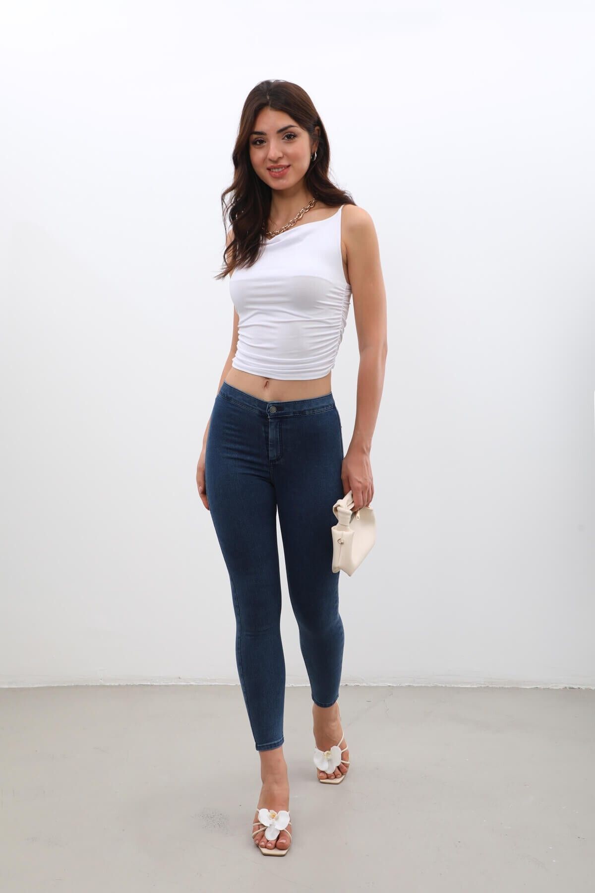 Kadın Skinny Fit Likralı Tayt Jean Pantolon Mavi Kadın Skinny Fit Likralı Tayt Jean Pantolon Mavi
