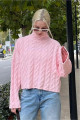 Pembe Balıkçı Yaka Örme Triko Kazak Pembe Balıkçı Yaka Örme Triko Kazak