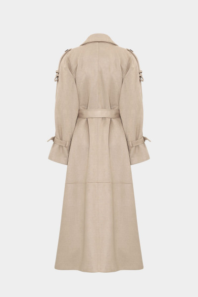 Premium Geniş Kesim Apolet Detaylı Maxi Süet Kadın Trençkot Premium Geniş Kesim Apolet Detaylı Maxi Süet Kadın Trençkot