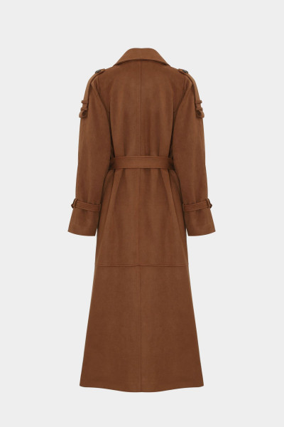 Premium Geniş Kesim Apolet Detaylı Maxi Süet Kadın Trençkot Premium Geniş Kesim Apolet Detaylı Maxi Süet Kadın Trençkot