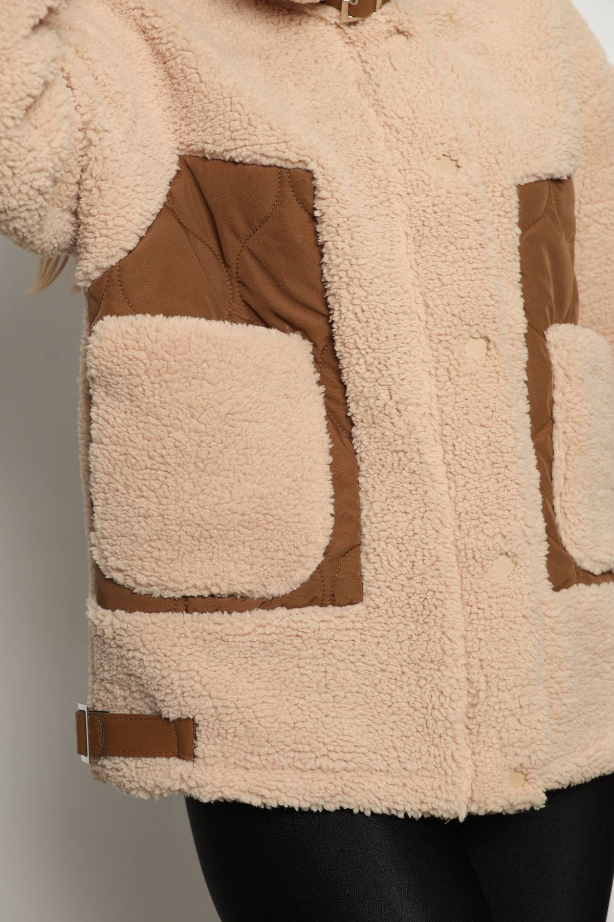 Kemer Detaylı Peluş Mont Kemer Detaylı Peluş Mont