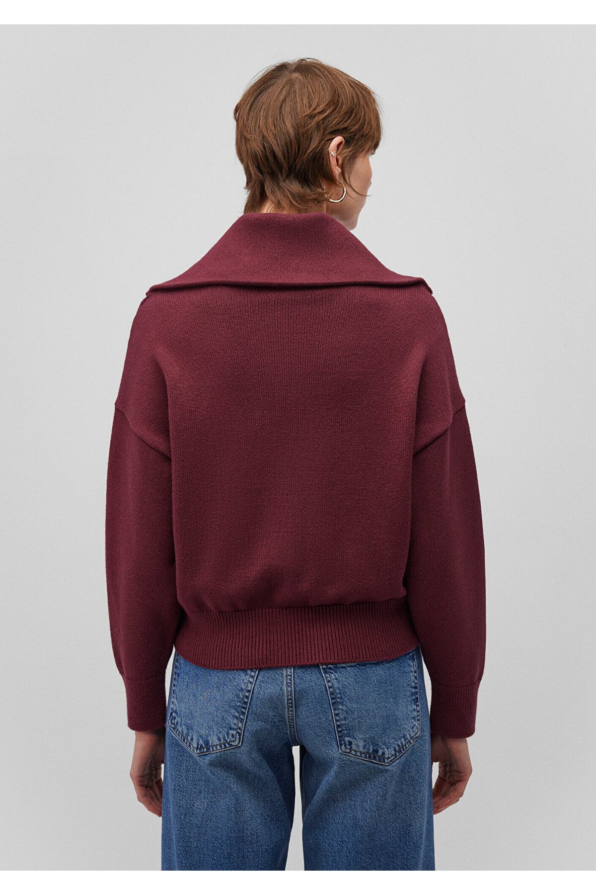Yarı Fermuarlı Bordo Kazak Oversize / Geniş Kesim 1710574-70394 Yarı Fermuarlı Bordo Kazak Oversize / Geniş Kesim 1710574-70394