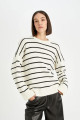 Oversize Fit Çizgili Bisiklet Yaka Kazak D4848AXNS Oversize Fit Çizgili Bisiklet Yaka Kazak D4848AXNS