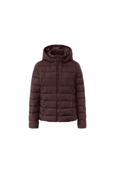 Kapüşonlu Kapitone Mont, Koyu Kahverengi Kapüşonlu Kapitone Mont, Koyu Kahverengi