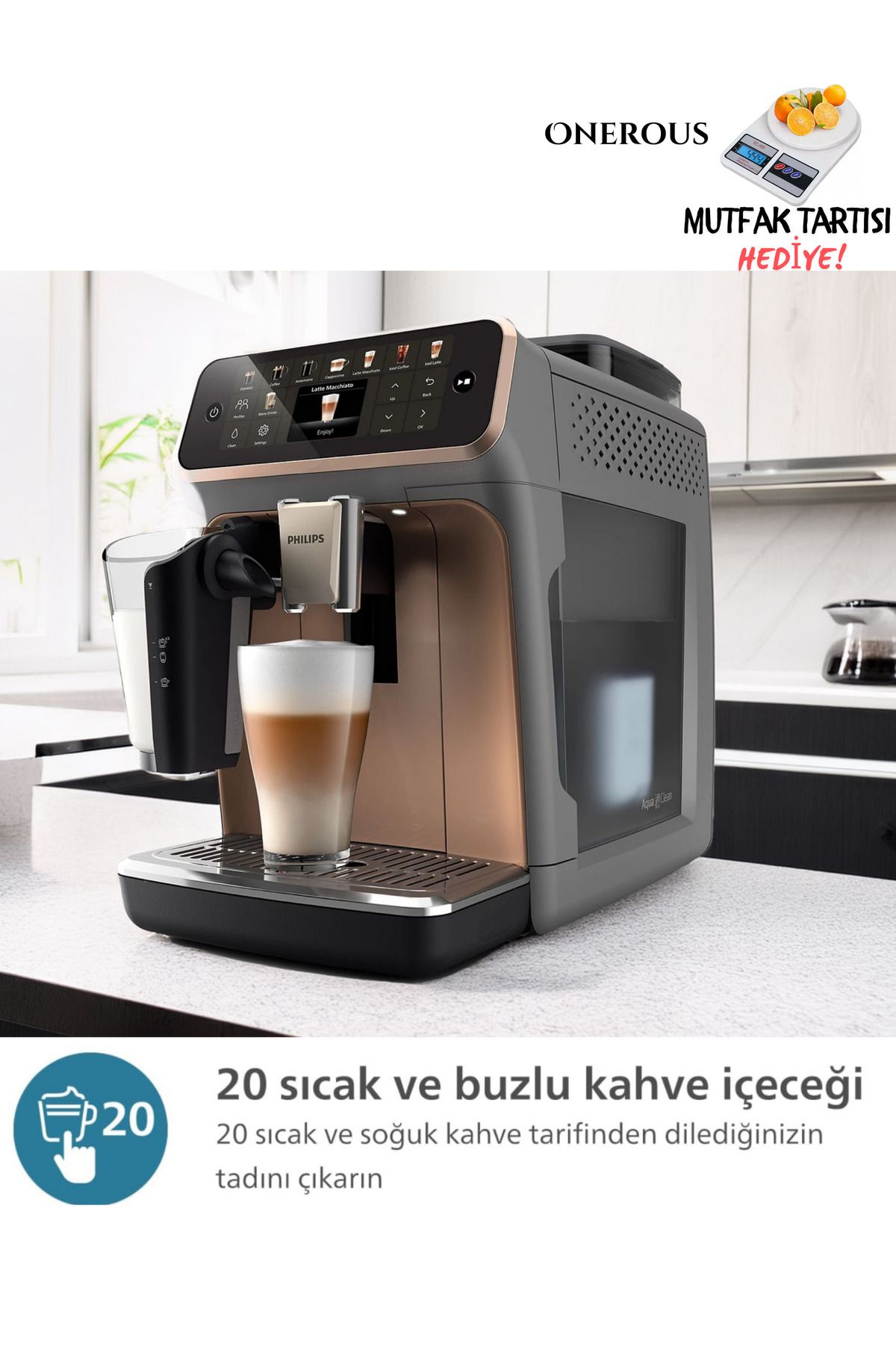 5500 Yeni Seri Lattego 20 Çeşit Sıcak & Soğuk Lezzetli Kahve Premium Espresso Makinesi