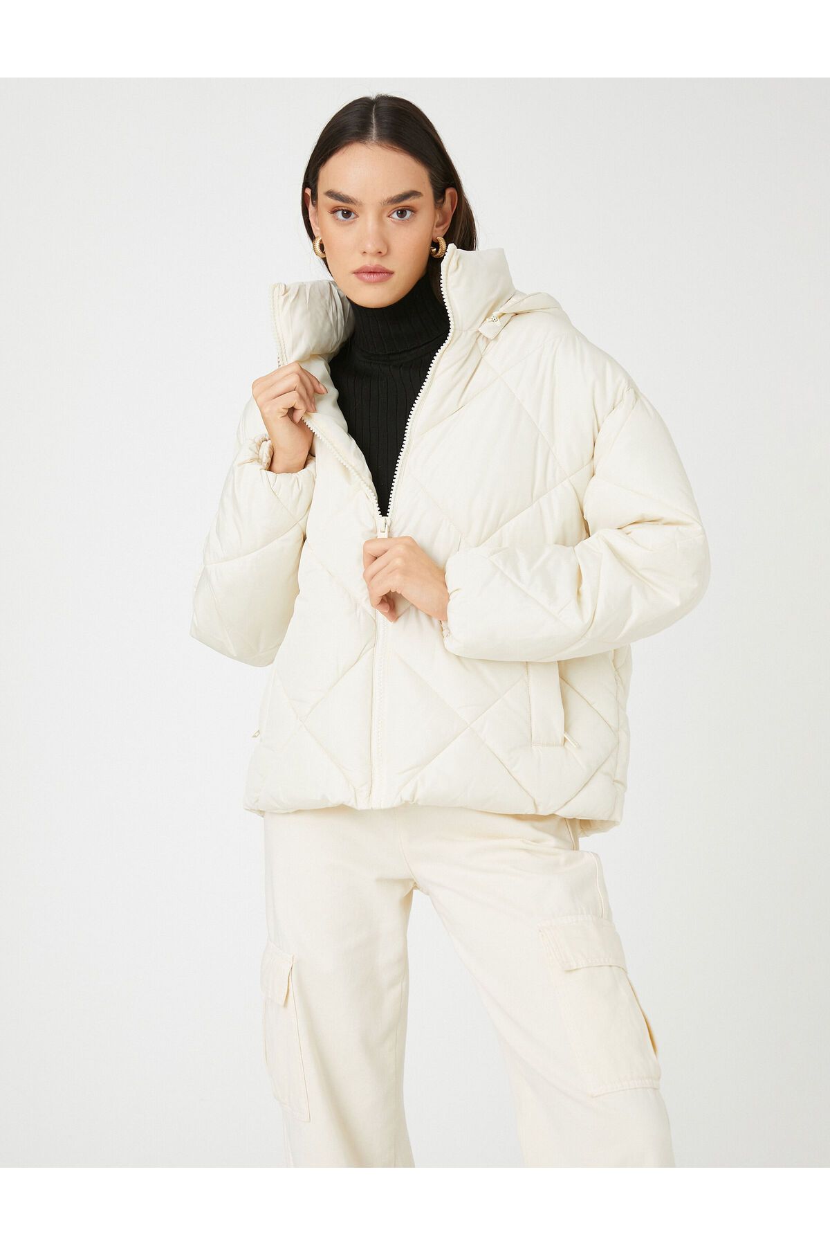 Oversize Anorak Kapüşonlu Cepli