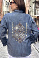 Vintage Omuzları ve Sırtı Nakış Detaylı Cepli Çıtçıtlı Denim Gömlek Ceket Vintage Omuzları ve Sırtı Nakış Detaylı Cepli Çıtçıtlı Denim Gömlek Ceket