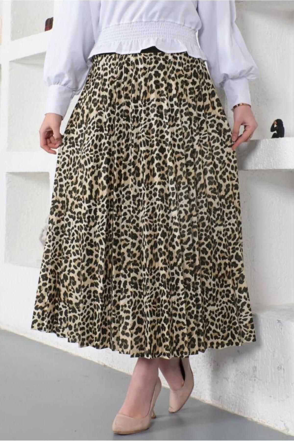 KADIN TABA (LEOPAR) LEOPAR DESENLİ PİLİSELİ ETEK T 9354 KADIN TABA (LEOPAR) LEOPAR DESENLİ PİLİSELİ ETEK T 9354