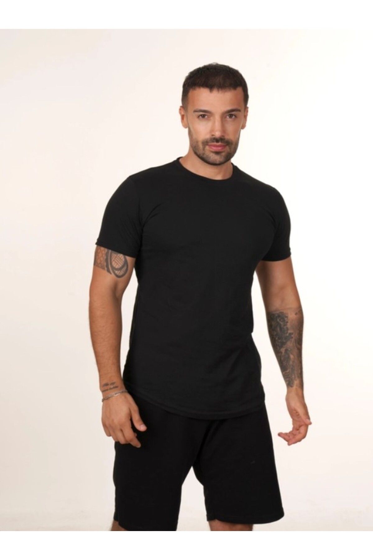 Siyah Slim Fit Basic T-SHİRT TB