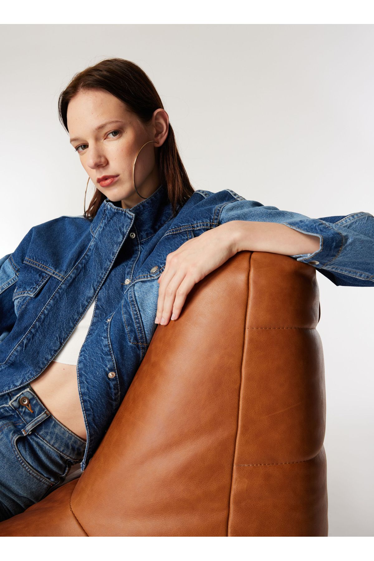 Mavi Kadın Rahat Kalıp Blok Denim Ceket M4WL-CKT-1080 Mavi Kadın Rahat Kalıp Blok Denim Ceket M4WL-CKT-1080