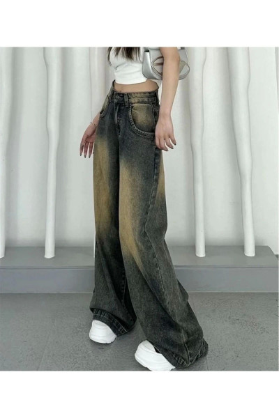 Y2k Baggy Yıkamalı Renk Desenli Geniş Paça Jean Pantolon Y2k Baggy Yıkamalı Renk Desenli Geniş Paça Jean Pantolon