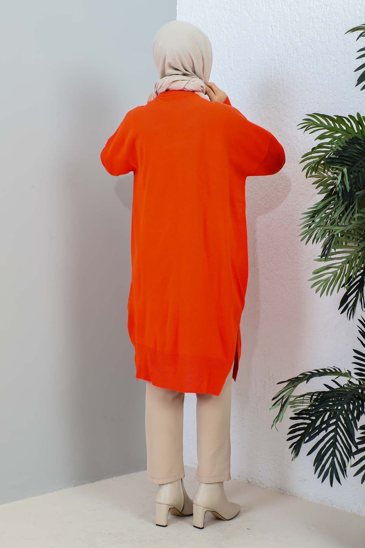 Orange Bisiklet Yaka Ince Merserize Salaş Triko Tunik Orange Bisiklet Yaka Ince Merserize Salaş Triko Tunik