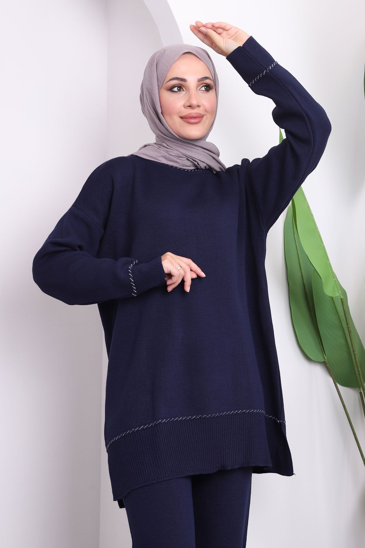 Lacivert Pantolonlu Triko Tunik Takım Lacivert Pantolonlu Triko Tunik Takım