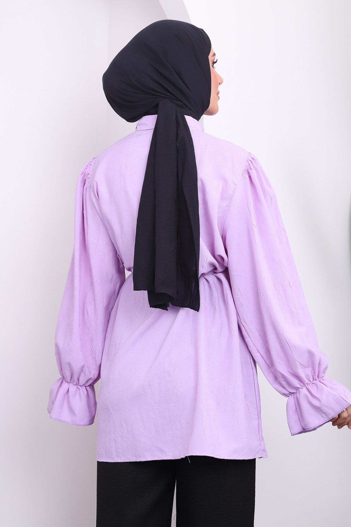 Lila Beli İpli Balon Kol Tunik Lila Beli İpli Balon Kol Tunik