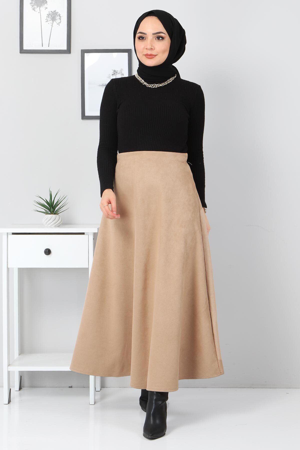 Süet Mevlana Etek Tsd0036 Camel Süet Mevlana Etek Tsd0036 Camel