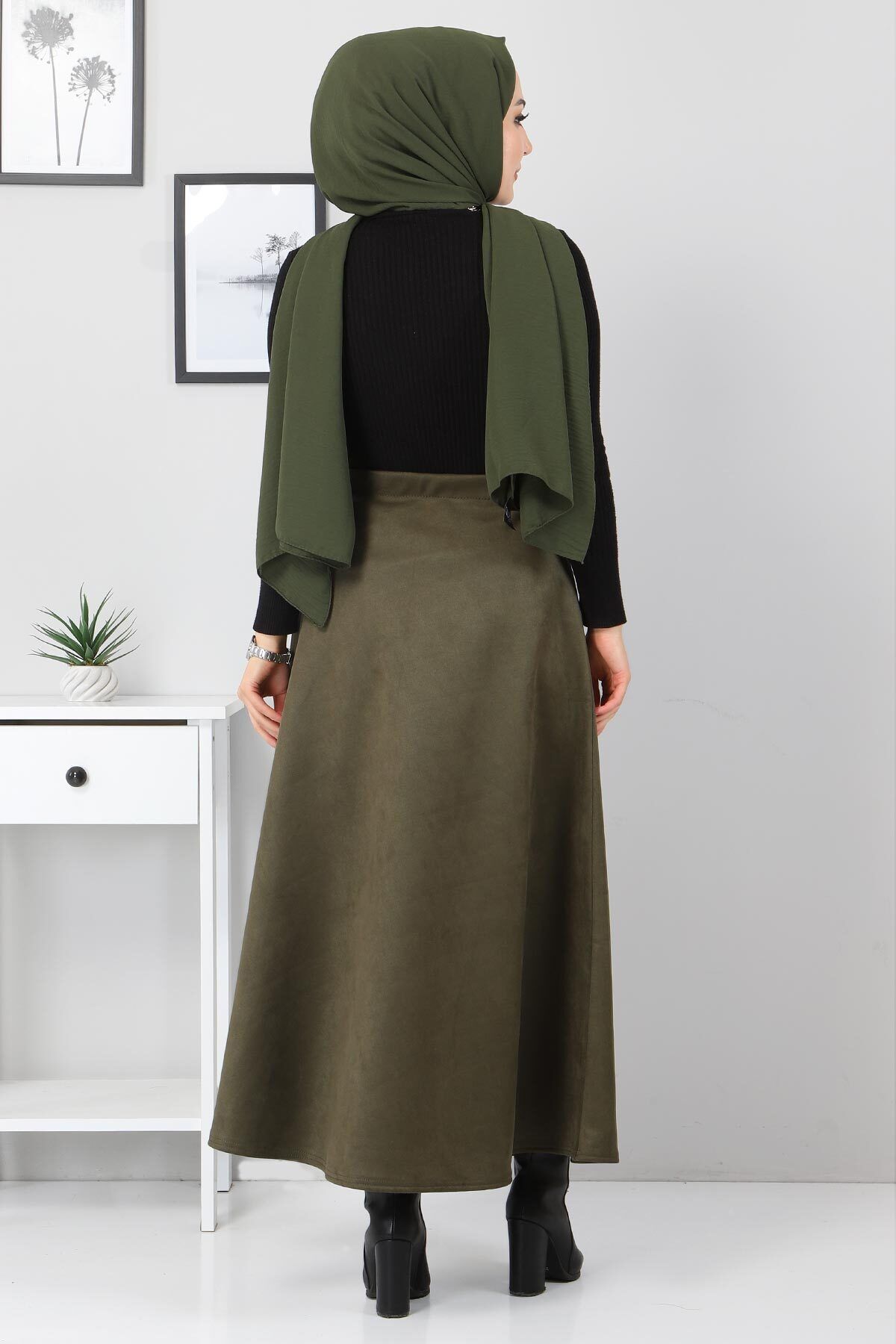 Süet Mevlana Etek Tsd0036 Haki Süet Mevlana Etek Tsd0036 Haki