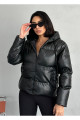 Oversize Siyah Şişme Deri Mont Oversize Siyah Şişme Deri Mont