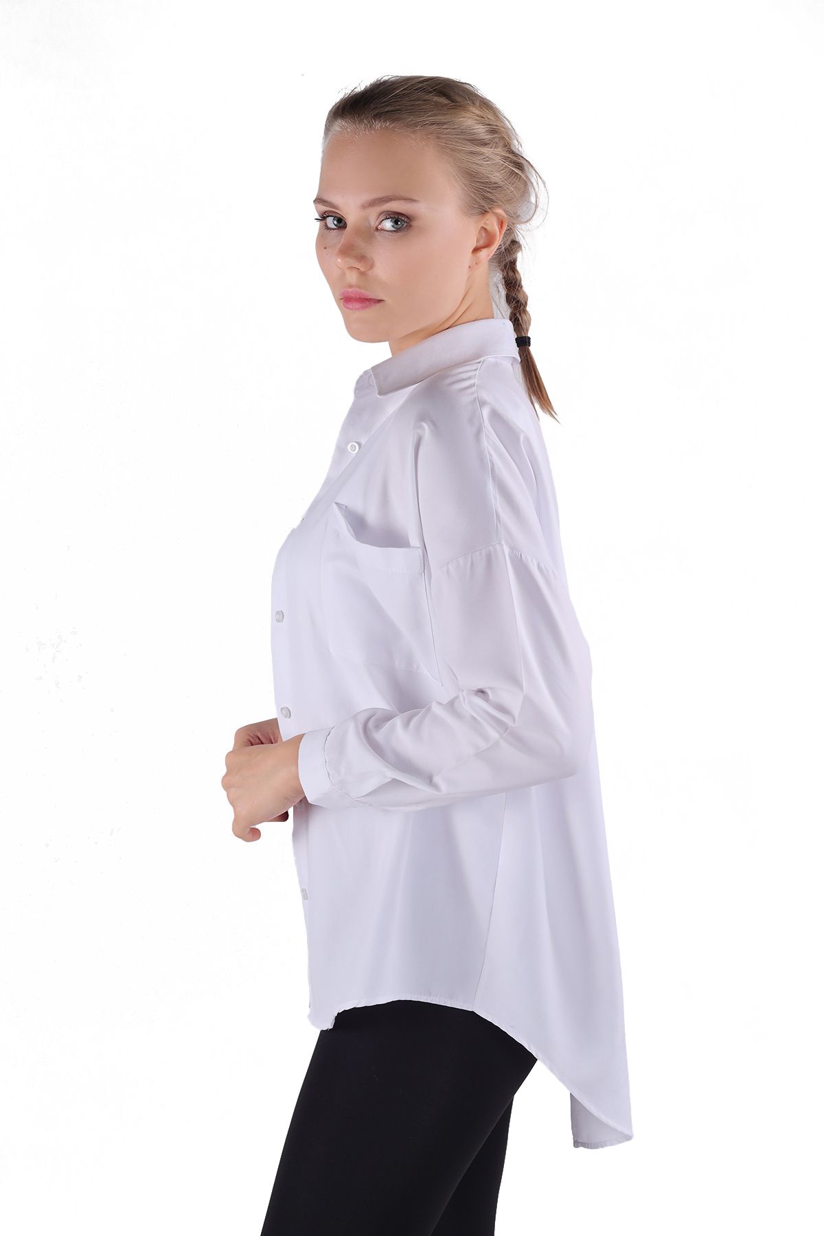Önü Düğmeli Gömlek - 6256a Beyaz Önü Düğmeli Gömlek - 6256a Beyaz