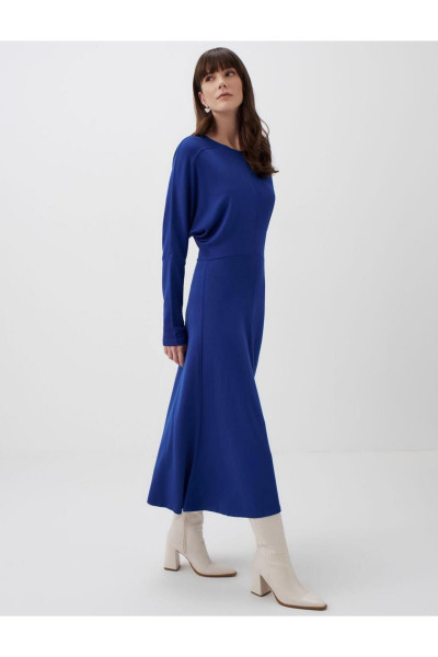 Kobalt Uzun Kollu Basic Midi Elbise Kobalt Uzun Kollu Basic Midi Elbise