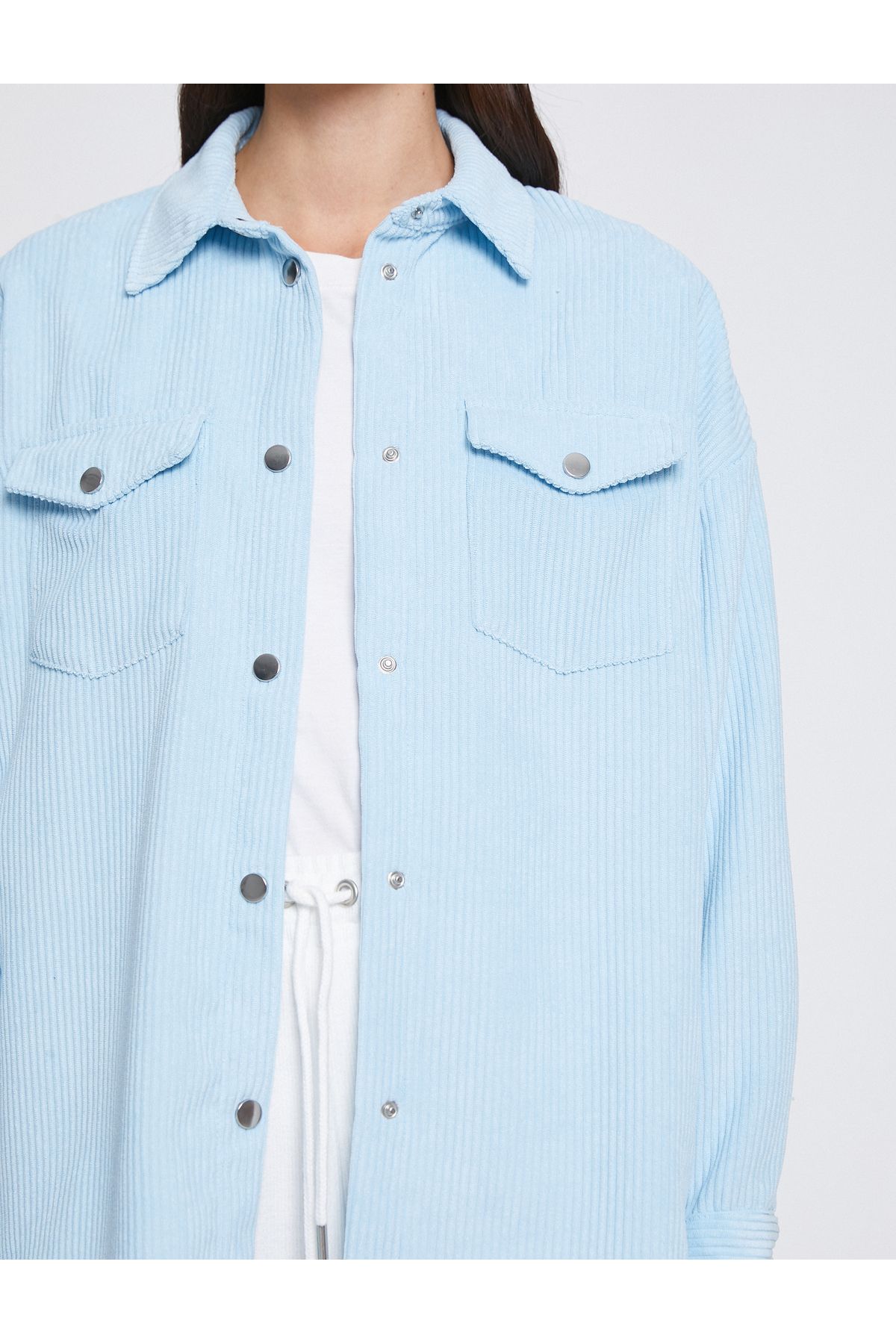 Oversize Fitilli Kadife Gömlek Oversize Fitilli Kadife Gömlek