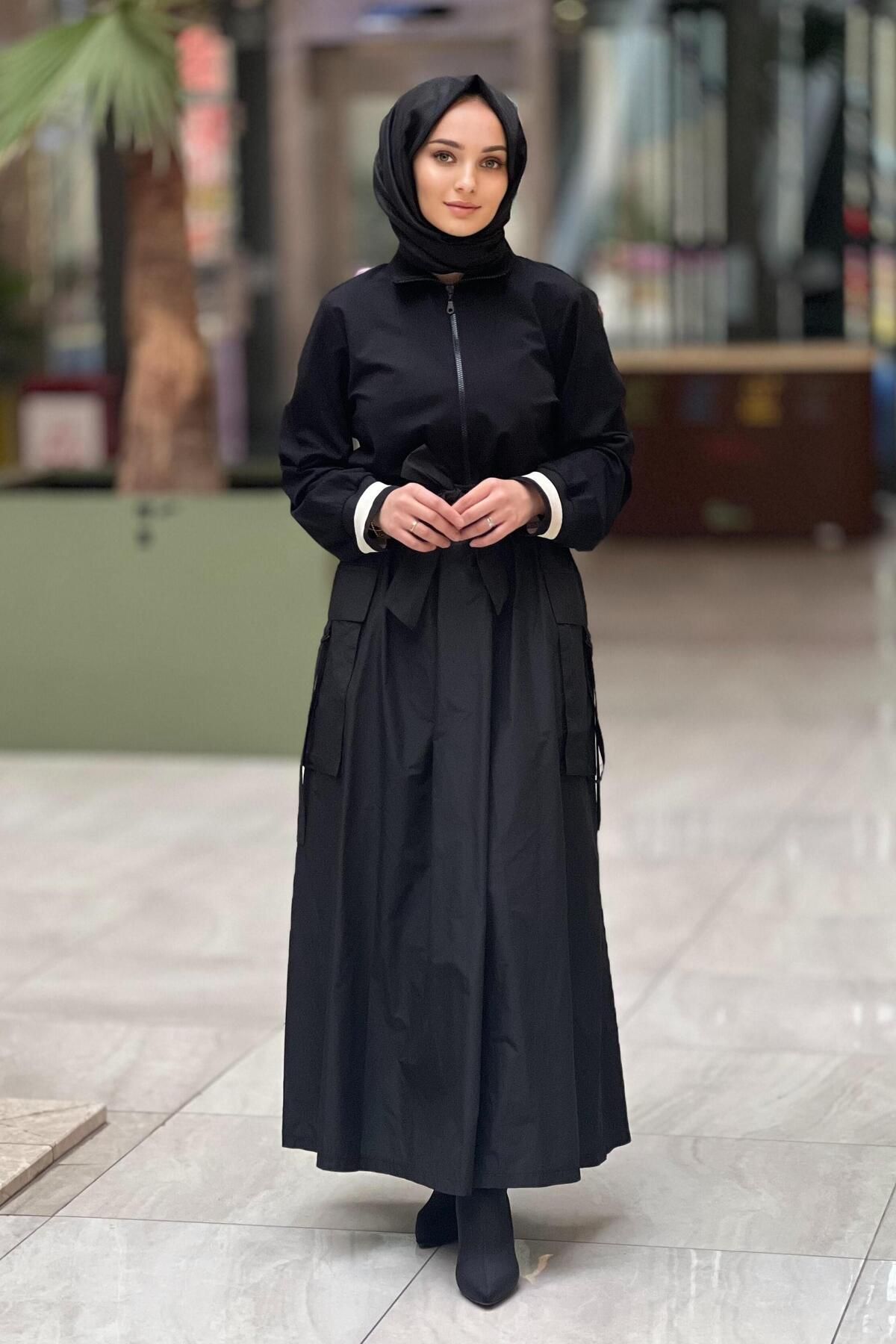 Yarım Fermuarlı Modal Paraşüt Elbise Yarım Fermuarlı Modal Paraşüt Elbise