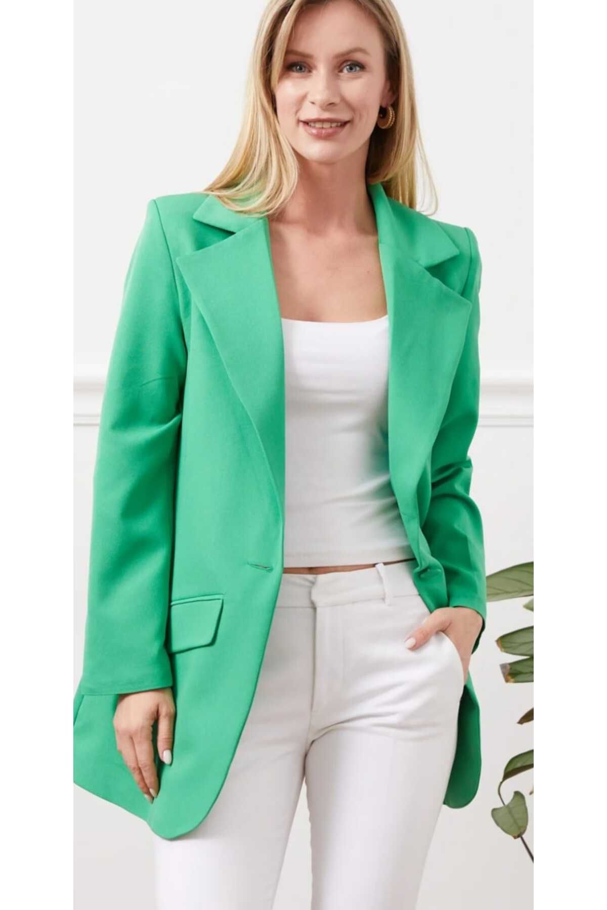 Tek Düğmeli Blazer Ceket Tek Düğmeli Blazer Ceket