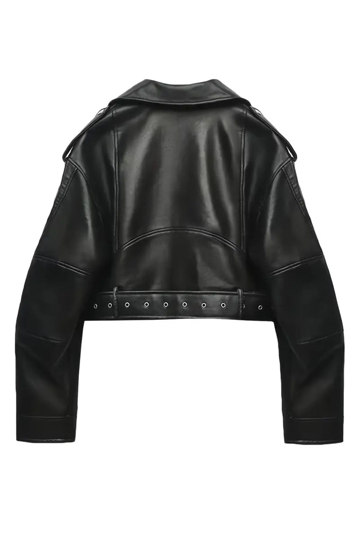 Yeni Sezon Kemerli Oversize Deri Biker Ceket Yeni Sezon Kemerli Oversize Deri Biker Ceket