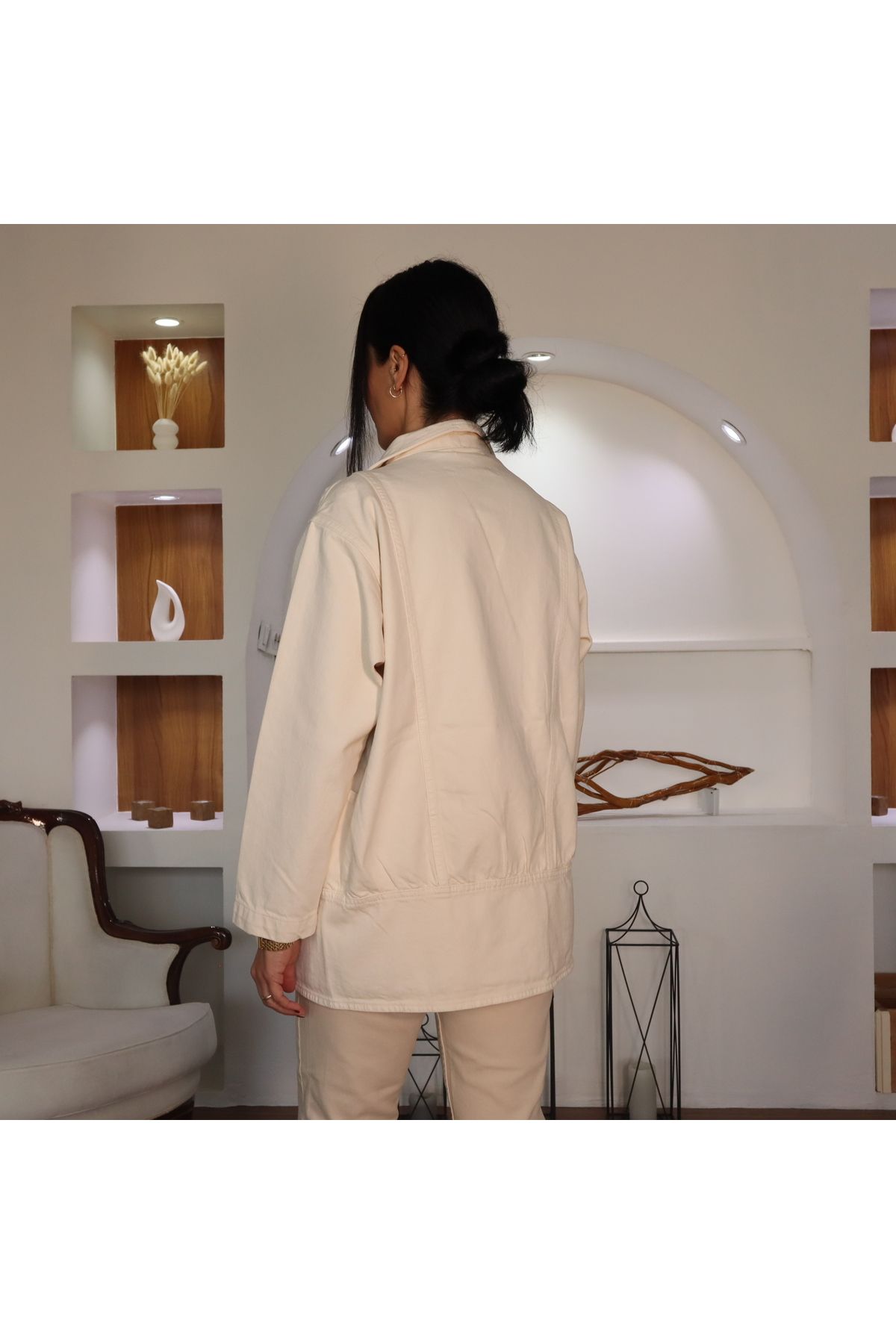 Retro Denim Ceket | Krem Retro Denim Ceket | Krem