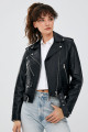 Newage Kadın Siyah Slim-fit Biker Deri Ceket 22wgd5983u5 Newage Kadın Siyah Slim-fit Biker Deri Ceket 22wgd5983u5