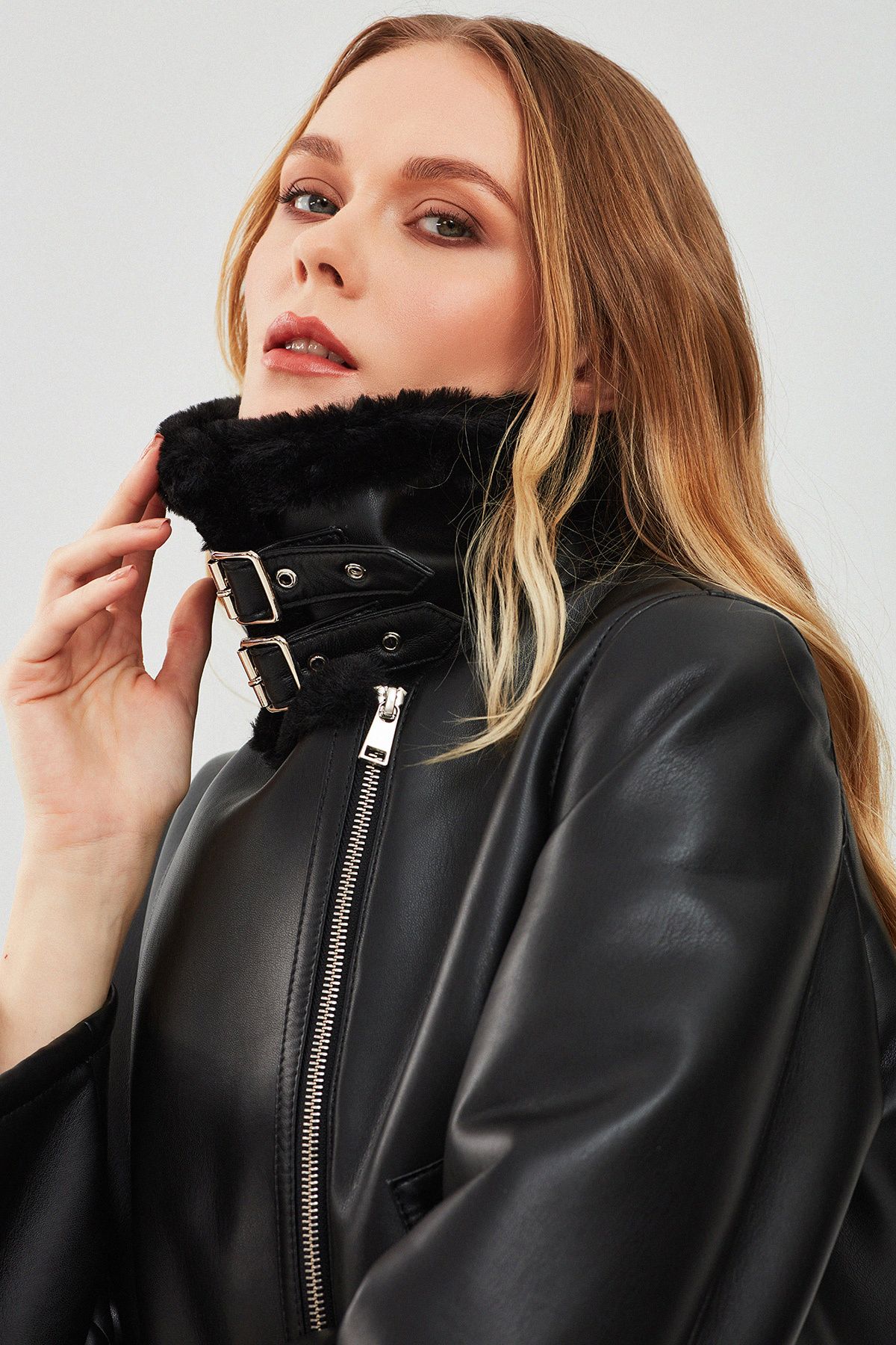 Mexico Kadın Siyah Teddy Biker Deri Ceket 23wgd5122ff Mexico Kadın Siyah Teddy Biker Deri Ceket 23wgd5122ff