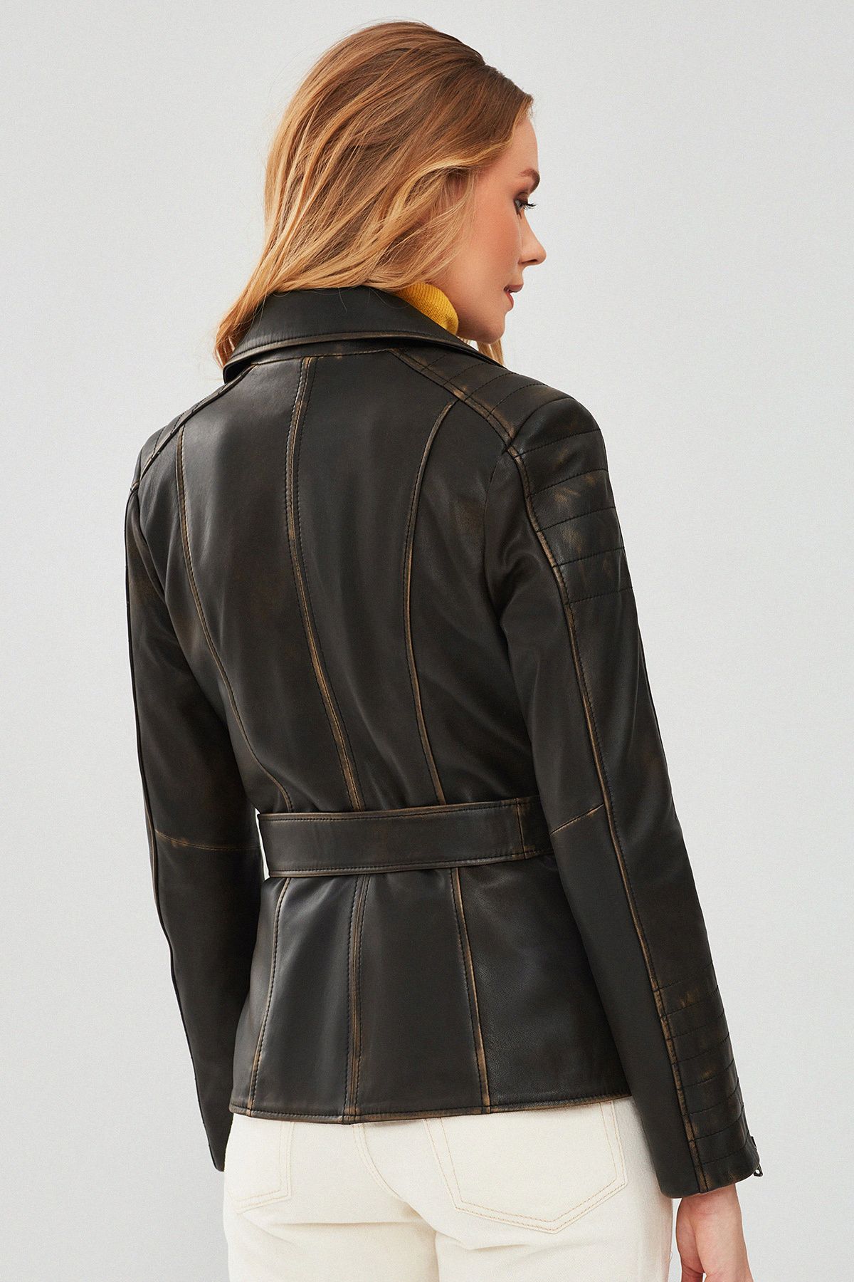 Mayfair Kadın Kahverengi Vintage Uzun Biker Deri Ceket 23wgd5804vd Mayfair Kadın Kahverengi Vintage Uzun Biker Deri Ceket 23wgd5804vd