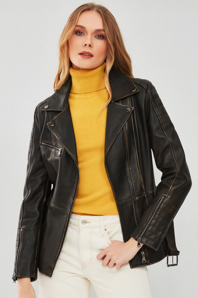 Mayfair Kadın Kahverengi Vintage Uzun Biker Deri Ceket 23wgd5804vd Mayfair Kadın Kahverengi Vintage Uzun Biker Deri Ceket 23wgd5804vd