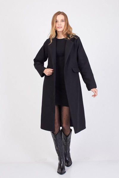 Kadın Siyah Uzun Kaşe Kaban / Sevdeuğurcollection Kadın Siyah Uzun Kaşe Kaban / Sevdeuğurcollection