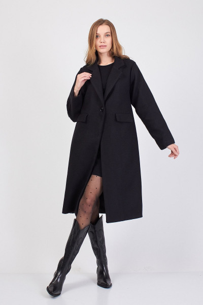 Kadın Siyah Uzun Kaşe Kaban / Sevdeuğurcollection Kadın Siyah Uzun Kaşe Kaban / Sevdeuğurcollection