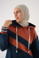Koyu Indigo Iki Renkli Kapüşonlu Sweat Tunik Koyu Indigo Iki Renkli Kapüşonlu Sweat Tunik