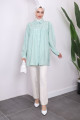 Mint Yaka Taşlı Çizgili Tunik Mint Yaka Taşlı Çizgili Tunik