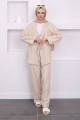 Taş Bağlamalı Keten Kimono Pantolon Takım Taş Bağlamalı Keten Kimono Pantolon Takım