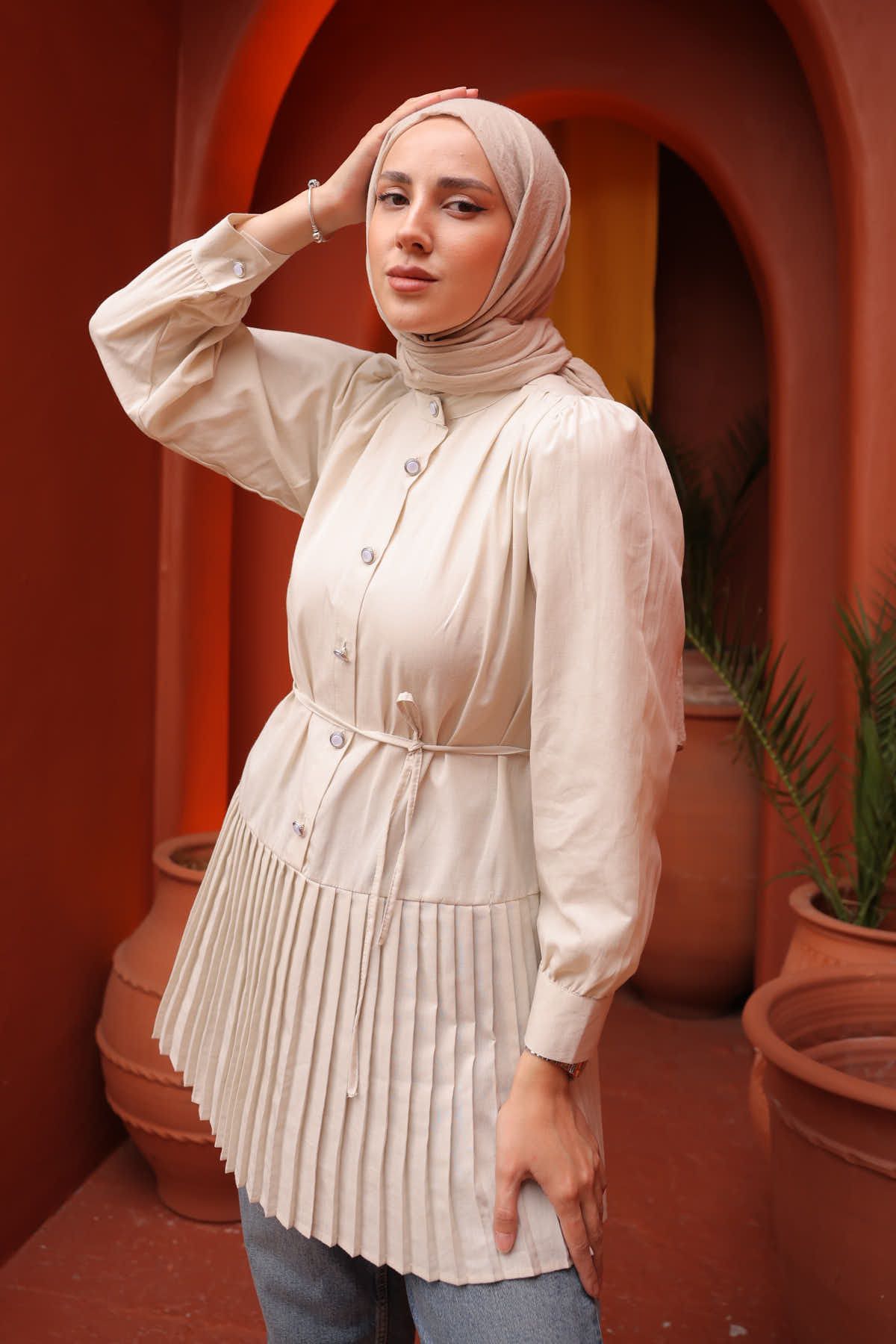 Taş Piliseli Poplin Tunik Taş Piliseli Poplin Tunik