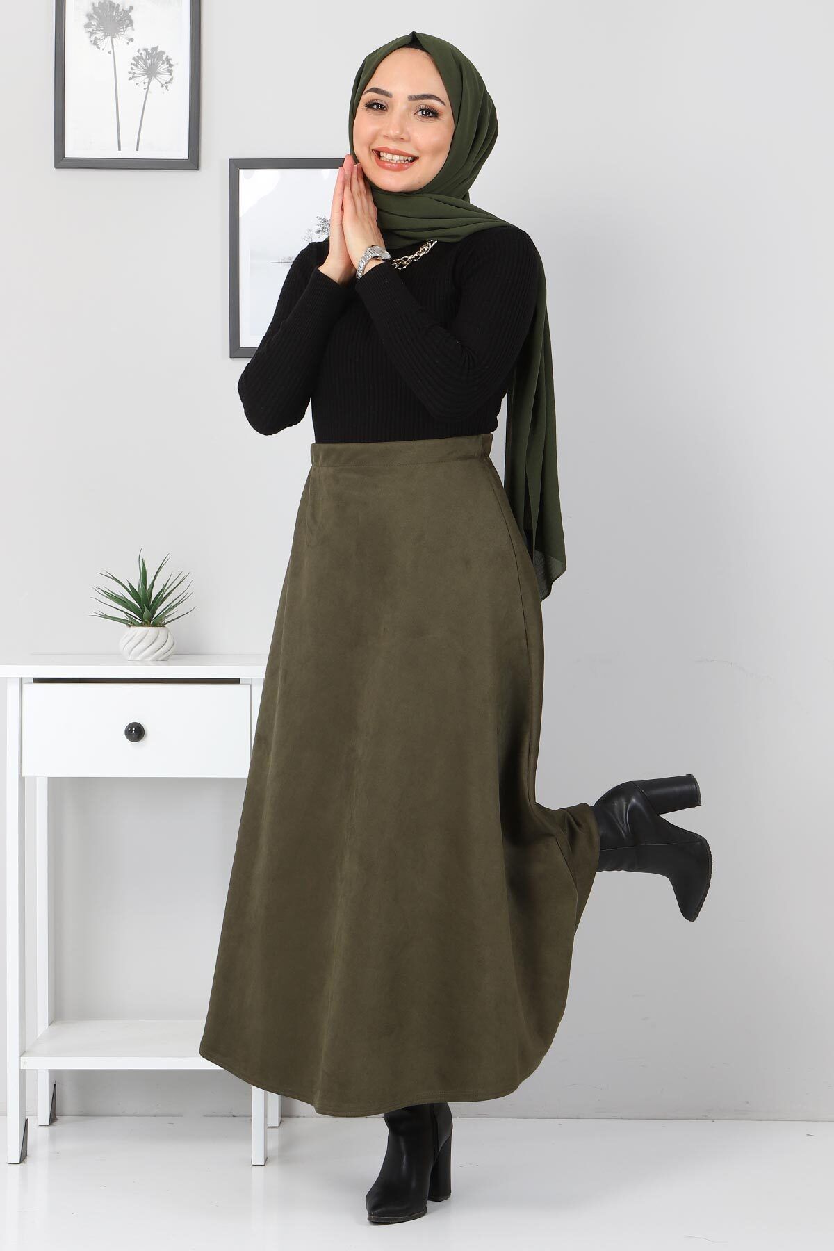 Süet Mevlana Etek Tsd0036 Haki Süet Mevlana Etek Tsd0036 Haki