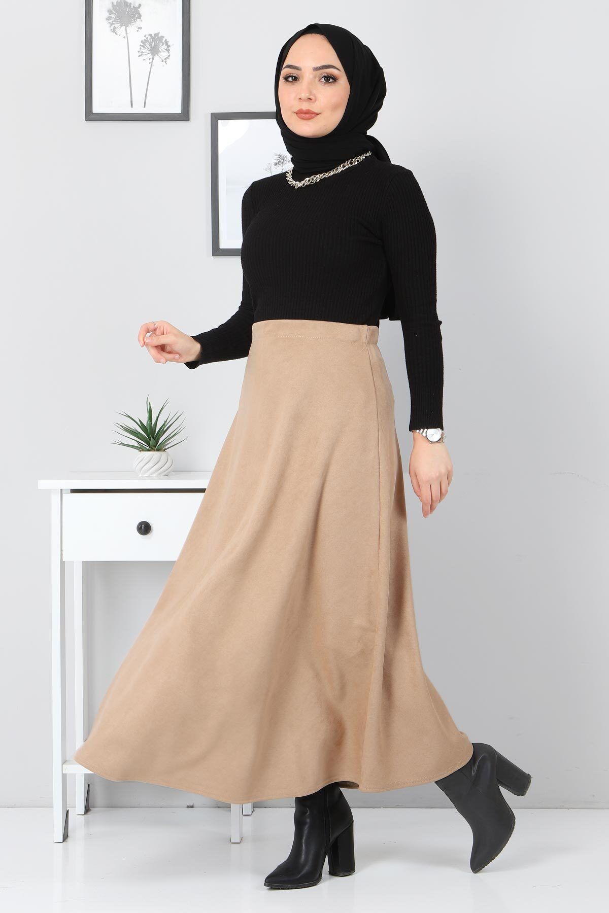 Süet Mevlana Etek Tsd0036 Camel Süet Mevlana Etek Tsd0036 Camel